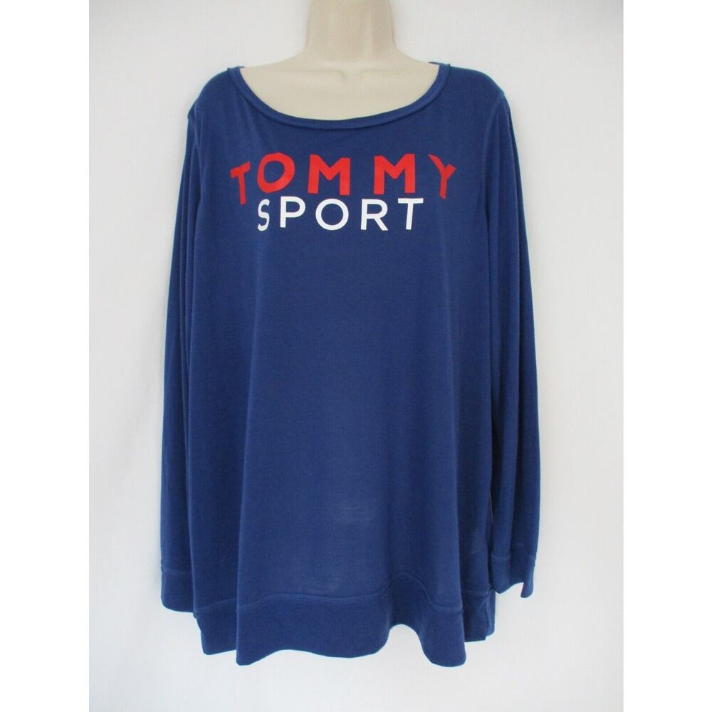 Tommy‎ Hilfiger Sport T-Shirt Womens 2X Logo Spellout Top Long Sleeve Retro Y2K